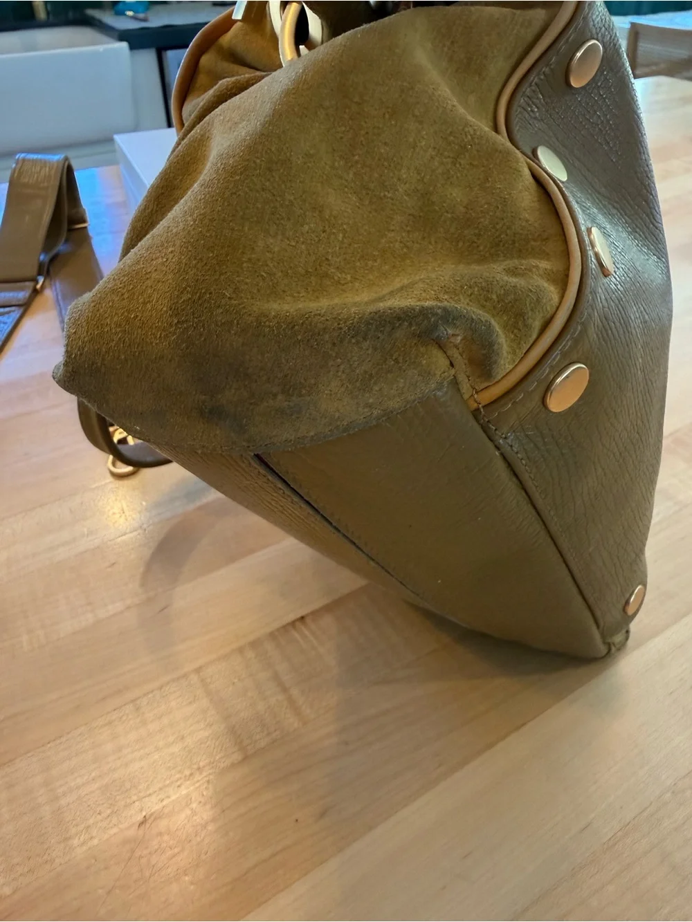 Hammitt Mahogany Pebble Leather Satchel with Gold Hardware